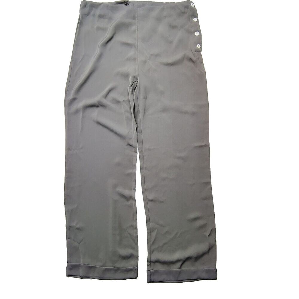 Vintage High Waist Woven Culotte Pants Women's XXL Gray Wide Leg Slacks (34x29)